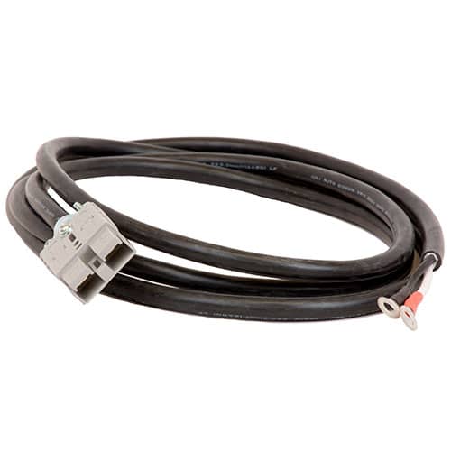 A black DC Harness (Grey SB50) with two wires on it.