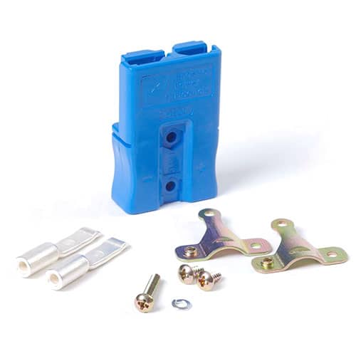 A SBS50 Blue electrical connector kit with screws and nuts.
