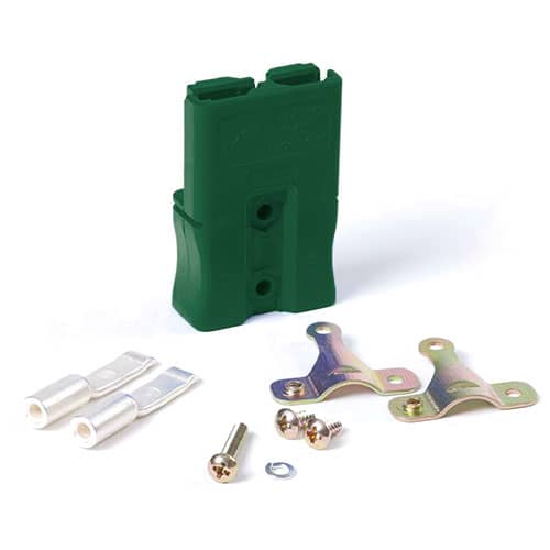 A SBS50 Green electrical connector kit with screws and nuts.