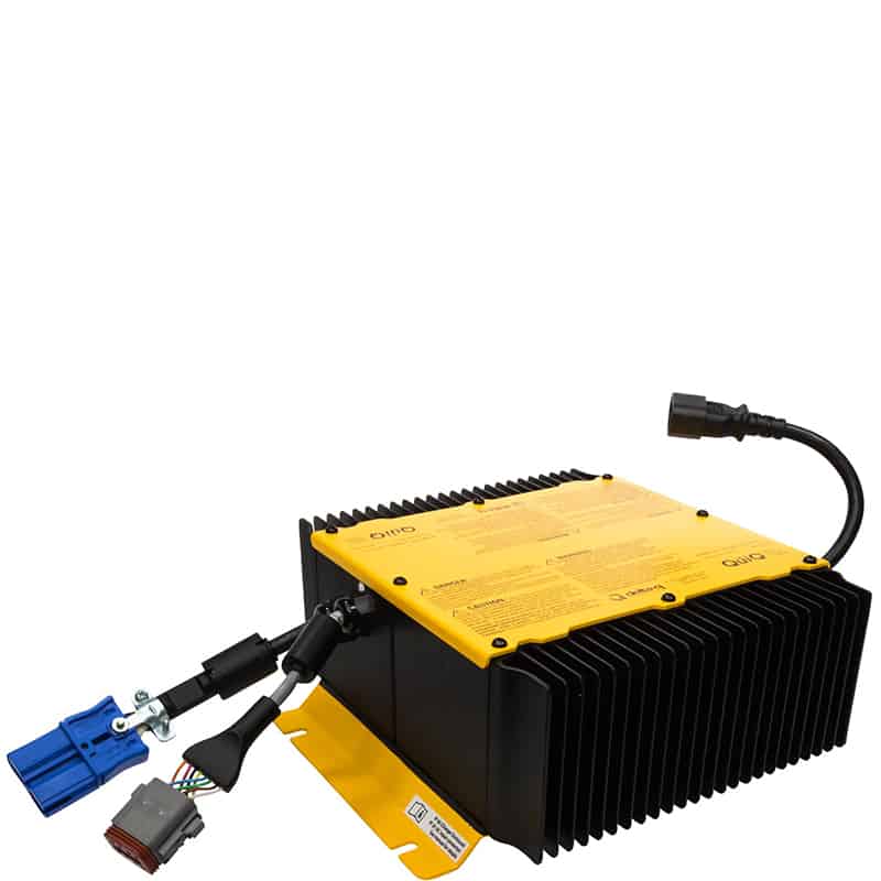 A yellow and black power supply with a yellow cord.