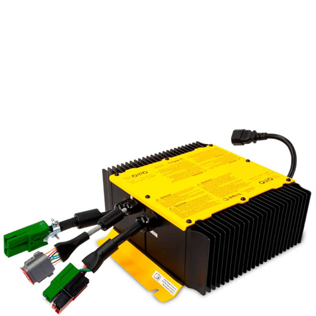 A yellow power supply with a yellow wire attached to it.