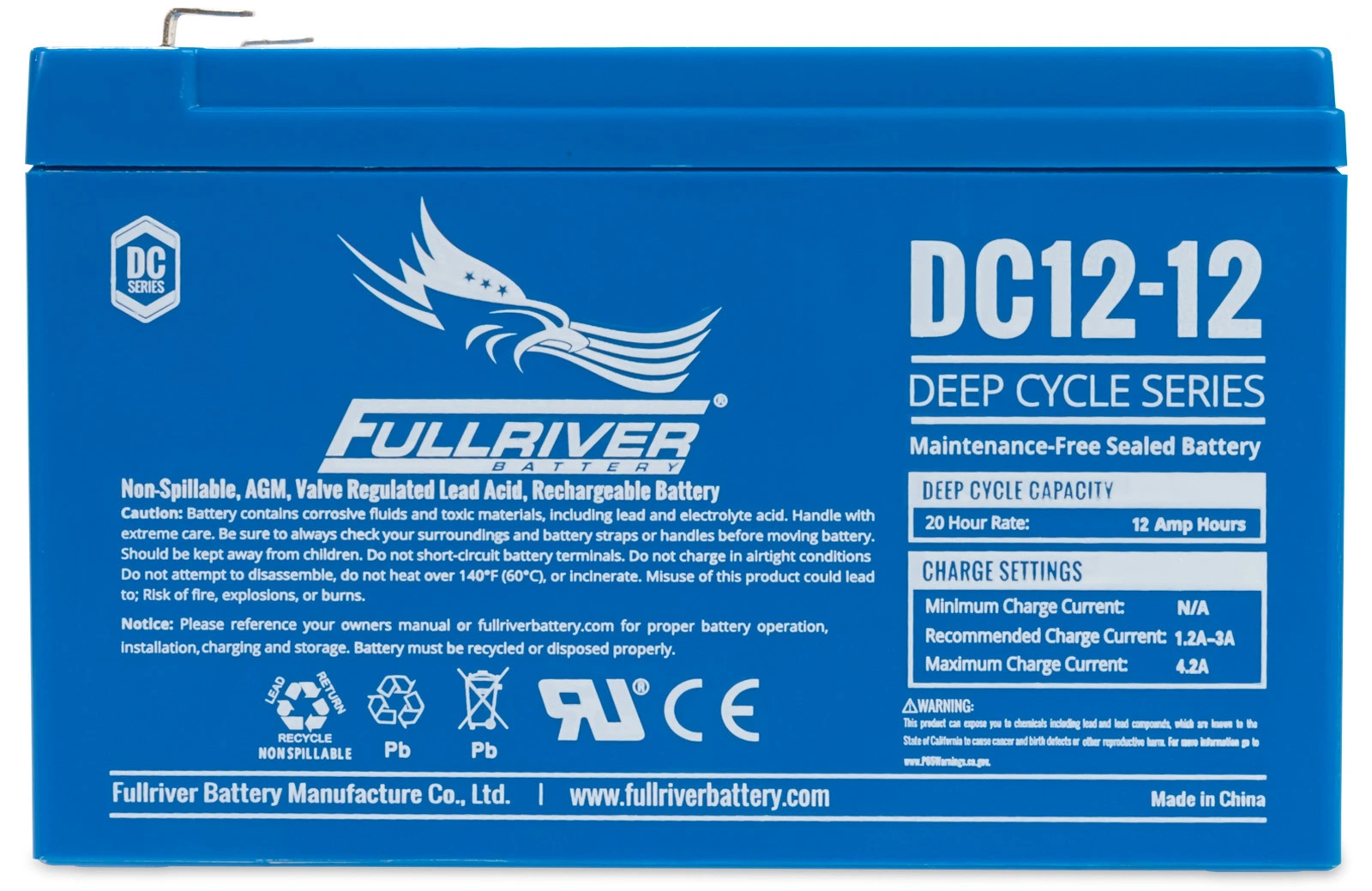 TYPE DC40-12 40Ah (198x174x166) FULLRIVER DC SERIES AGM Technology VRLA Battery  12V 40Ah