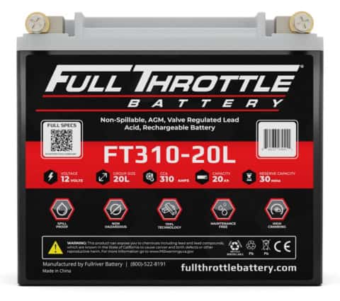 Full Throttle FT310-20L Display Dummy – Exact replica of the FT310-20L battery for product display or test fitment, without lead or AGM material.