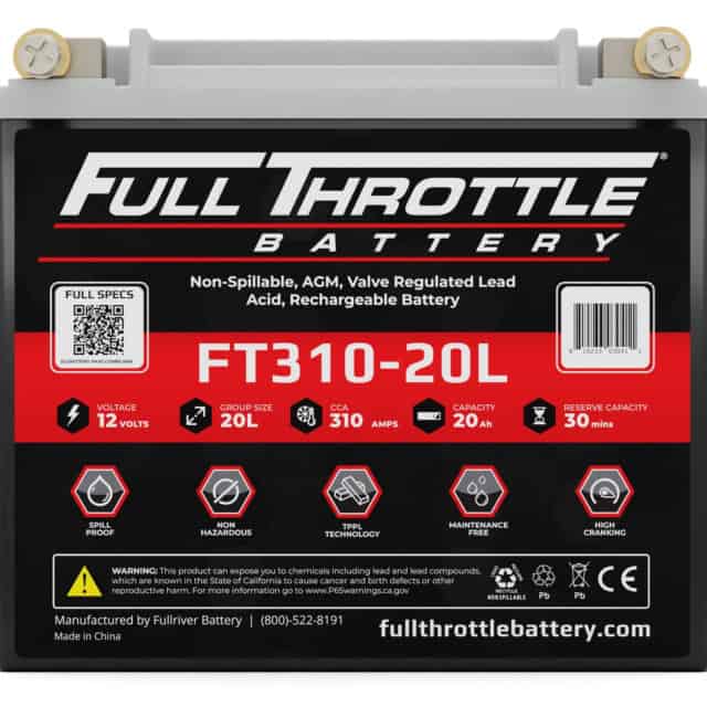 Full Throttle FT310-20L Display Dummy – Exact replica of the FT310-20L battery for product display or test fitment, without lead or AGM material.