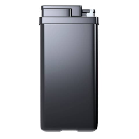 A tall, rectangular, black container with a fitted lid, possibly a trash bin or storage unit, is shown against a white background.