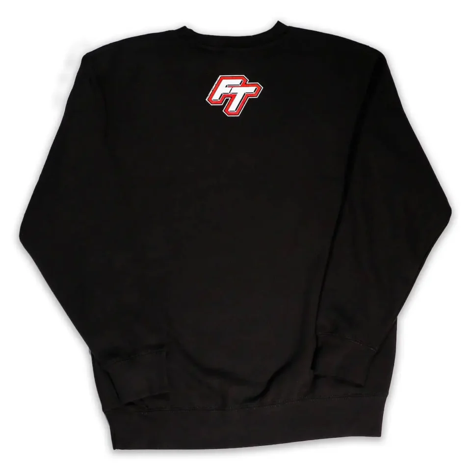 Battery Guy Crewneck, a black sweatshirt featuring a small red and white "FT" logo on the back near the top.