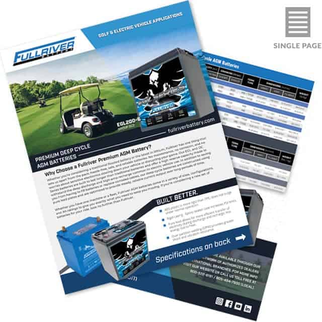 Market Sheet for Golf Cart & Electric Vehicle Applications