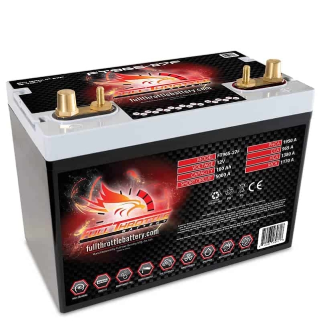 A battery with a red flame on it.