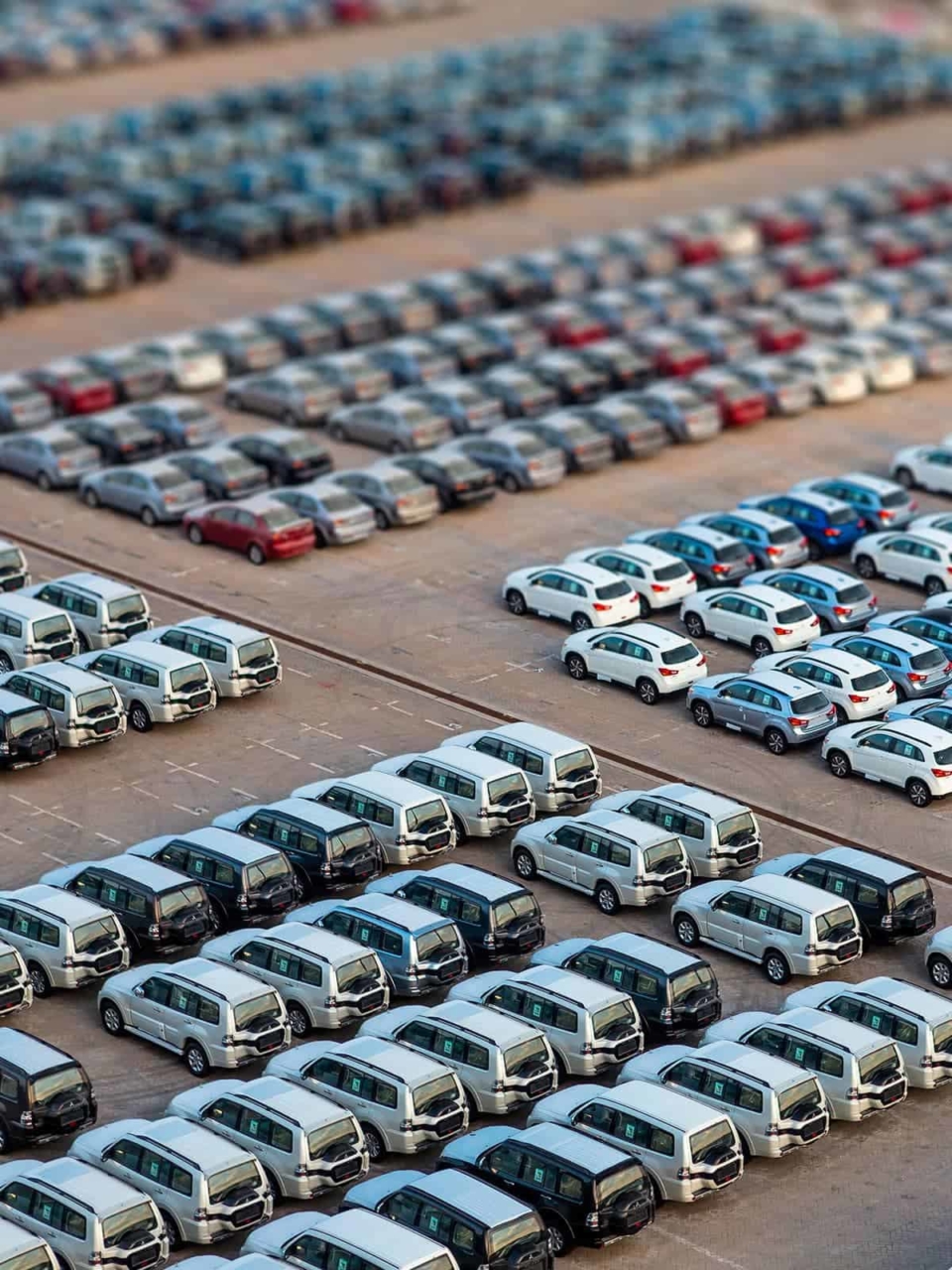 Fleet of cars in a parking lot